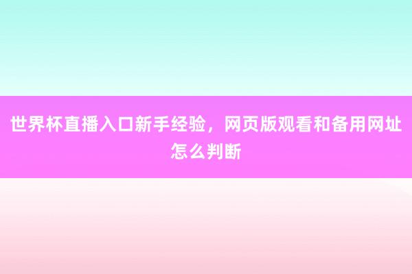 世界杯直播入口新手经验，网页版观看和备用网址怎么判断